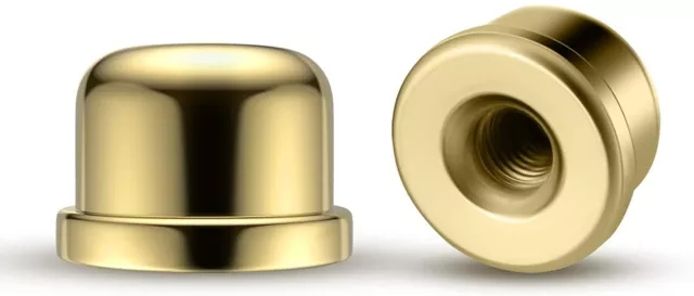 Pair (2) Knob Lamp Shade Finials, 1/2" H Brass Plated Cast Metal-1/4"-27 Thread