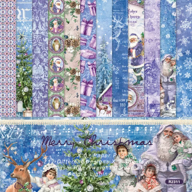 24x 6" Christmas Snowflake Paper Pad Card Making Junk Journal Scrapbooking Craft