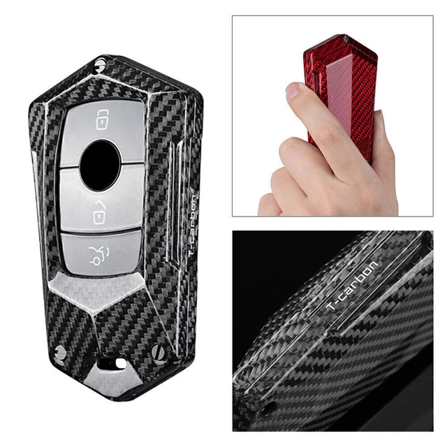 For Mercedes Benz E S Class W213 E200 Black Carbon Fiber Key Fob Case Cover