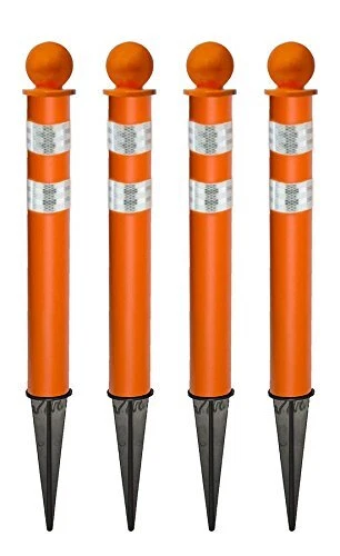 Mr. Chain Deluxe Ground Pole Safety Orange with Reflective Stripes 2-1/2-Inch...