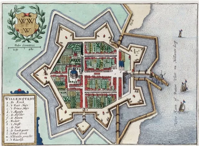 Reproduction plan ancien de Willemstad 1649