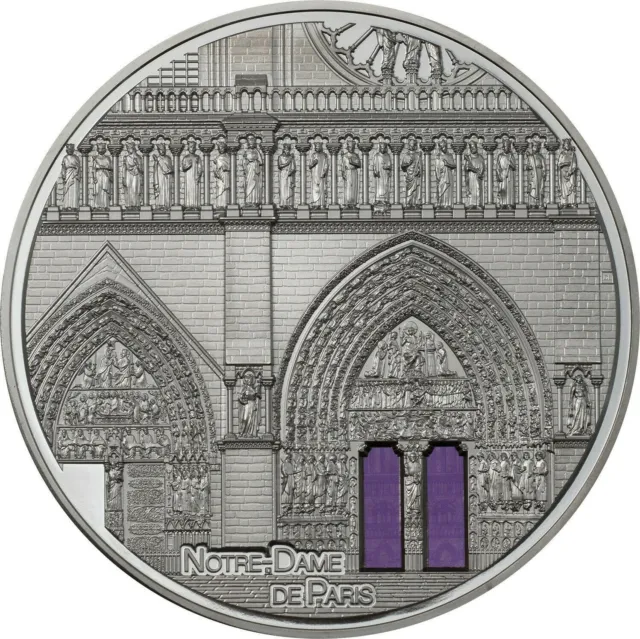 2021 Palau Tiffany Art Notre Dame De Paris Silver Coin 5 oz Proof Metropolis