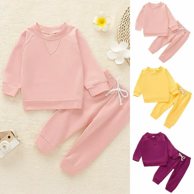 2PCS Toddler Kids Baby Girls Clothes T-shirt Tops Pants Outfits Tracksuit
