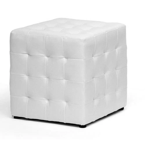 Baxton Studio Siskal Modern Cube Ottoman White Set of 2