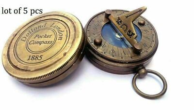 Brass Compass Vintage Dollond London Nautical Antique compasses set of 5 pec new
