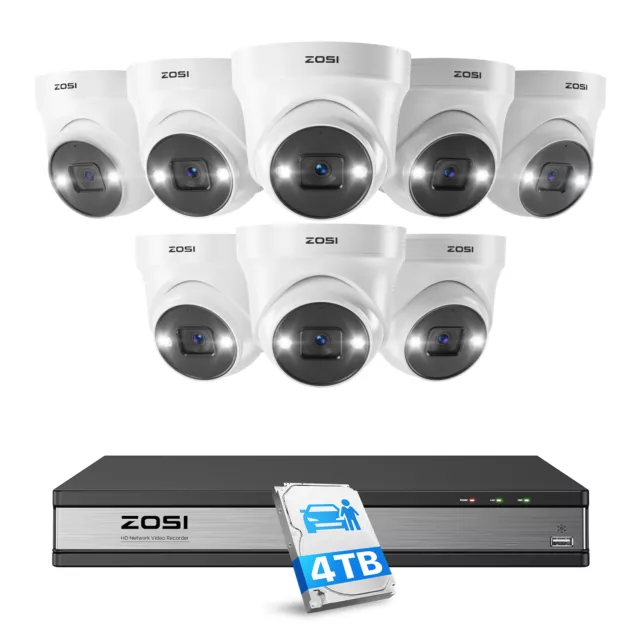 ZOSI 4K 16CH Sistema de Seguridad PoE Cámara IP 5MP Grabador NVR 4TB HDD Audio