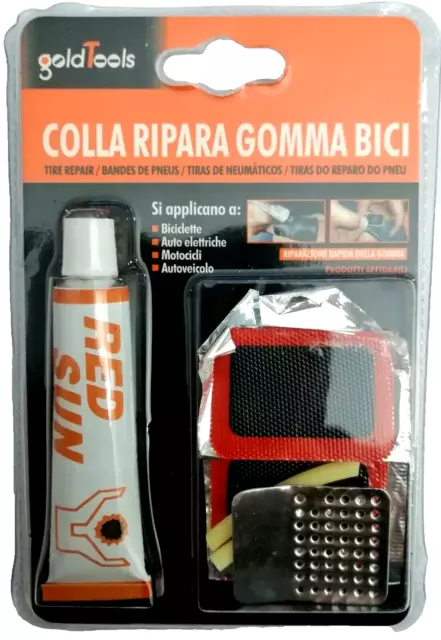 KIT  SET RIPARAZIONE FORATURA GOMME BICI BICICLETTA CAMERA D'ARIA 8in1