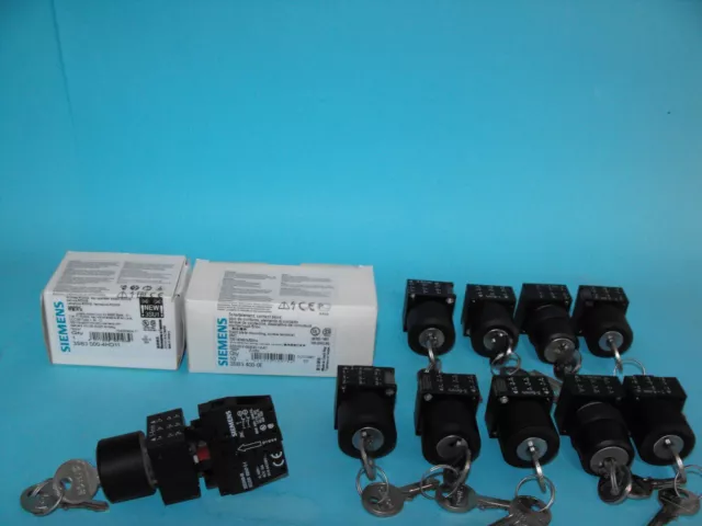Siemens 3Sb3000-4Hd11+3Sb3400-0E.key Switch Ronis, 22Mm,(Lot5Pcs).New