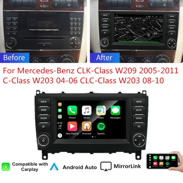 7" Android 11 Stereo Radio GPS 2+32GB For Mercedes C-Class W203 CLK W209 Carplay