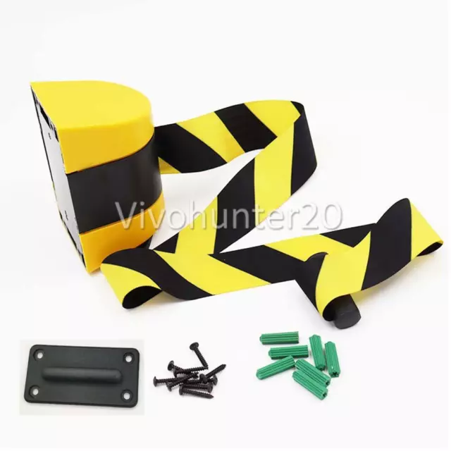 Retractable Barrier Tape Safety Warehouse Workshop Crowd Control Wall Mount NEW 3