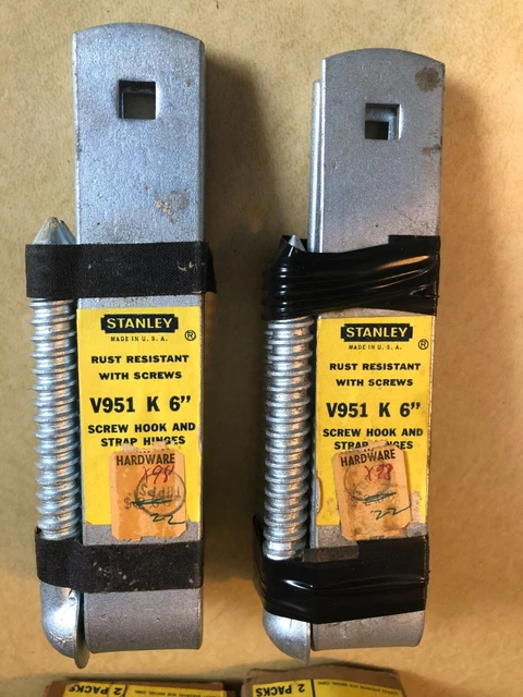 4 Pair Stanley V951 NOS 6" Strap Hinges Screw Hooks USA