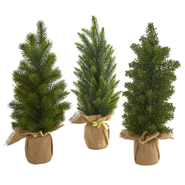 15 in. Mini Cypress & Pine Artificial Tree - Set of 3