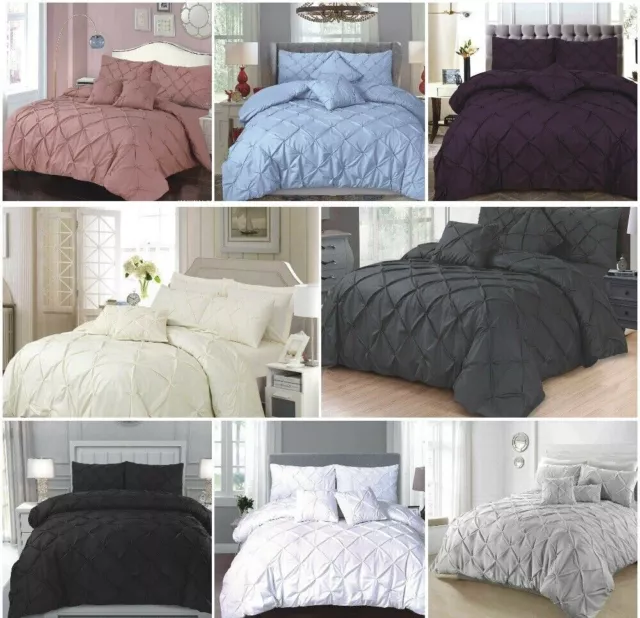 100% EGYPTIAN COTTON PINTUCK DUVET COVER BEDDING SET With PILLOW CASE 200TC