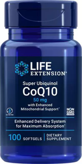 Life Extension Super Ubiquinol CoQ10 50 mg w/Mitochondrial Support 100 Softgels