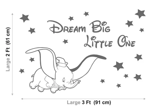 DUMBO Wall Stickers DISNEY Dream Big LITTLE One NURSERY Baby Vinyl Decals