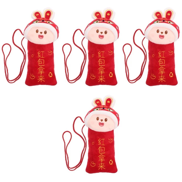 4 Count Coton Pp Enveloppe Rouge Porte-bonheur Enfant Porte-monnaie Sac Chinois