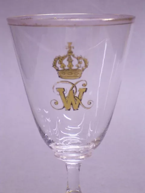 WEINGLAS: KAISER & KÖNIG WILHELM I. PREUßEN: MONOGRAMM: WR & KRONE ca 1880 (147)