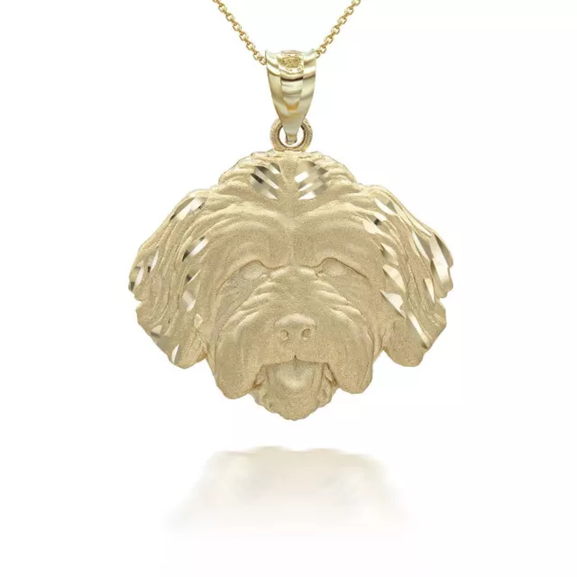 Lhasa Apso Dog Pendant Necklace Shiny Cutsin Solid Gold or 925 Sterling Silver