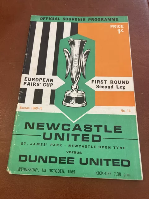 NEWCASTLE UTD v DUNDEE UNITED INTER CITIES CUP 1969/70 1ST ROUND With Review