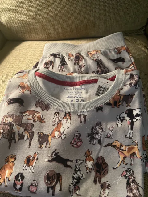 Vera Bradley Ribbed Pajama Set Dog Show Dogs Women's Size Medium 8/10 NWT