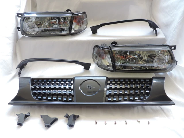 Smoke Headlight Corner Honeycomb Grill+FILLER Kit For~1991~92~93~94~B13 Sentra