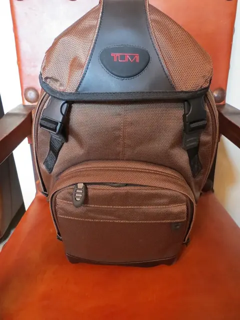 Vtg Tumi T2 Blk/Copper Ballistic Nylon/Leather  Back-Pack Nwt
