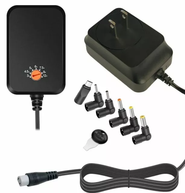 18W AC Adapter Power Supply Replacement Charger for DC 3/4.5/5/6/7.5/9/12 Volts