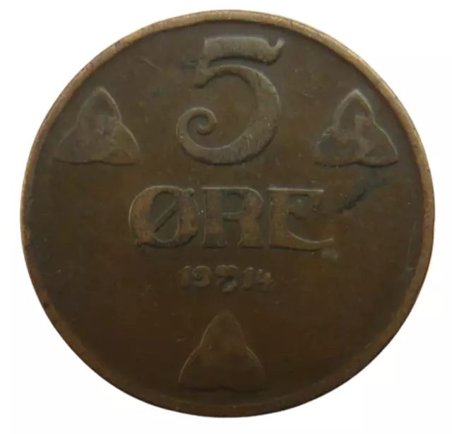 1914 Norway 5 Ore Coin