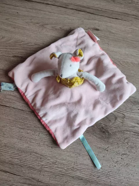 Doudou plat Souris gris rose Mademoiselle et Ribambelle MOULIN ROTY