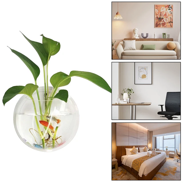 Transparent Wall Mounted Hanging Fish Tank Goldfish Bonsai Home Store Art Decor