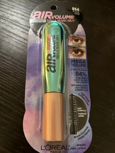 Loreal Paris Air Volume Waterproof Hydrofuge Mega Mascara #854 BLACK NEW SEALED