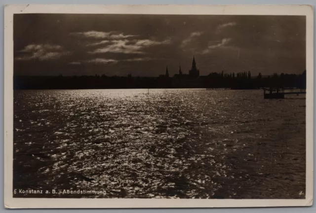 Konstanz Abendstimmung Real Photo Germany Vintage Unposted RPPC Postcard