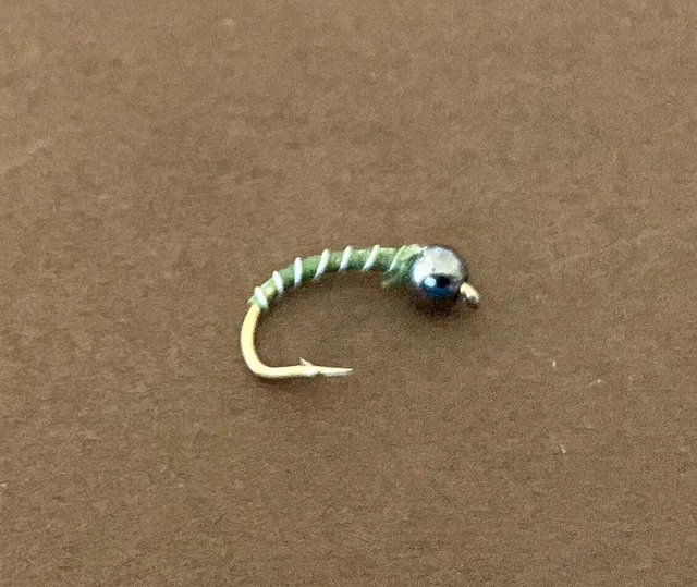 12 Tungsten Bead Head Olive Zebra Midge - Fly Fishing Flies