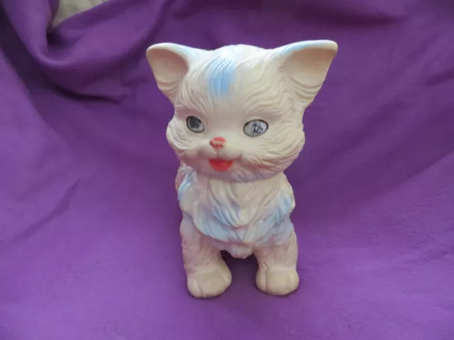 Vintage The Edward Mobley Co. Squeaky Rubber Kitty Cat  With Sleepy Eyes- 1960’s