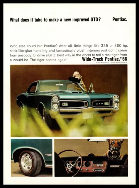 1966 PONTIAC GTO V-8 Engine 360HP Windshield Tiger Dress Color Vintage ...