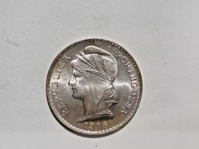 Moneda de plata de Portugal de 50 centavos 1916