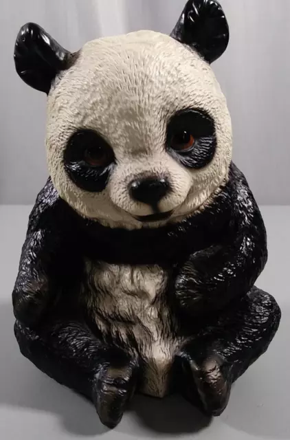 Panda Bear Ceramic Made in Japan  Black and White Glass Eyes Sitting 6"x8"