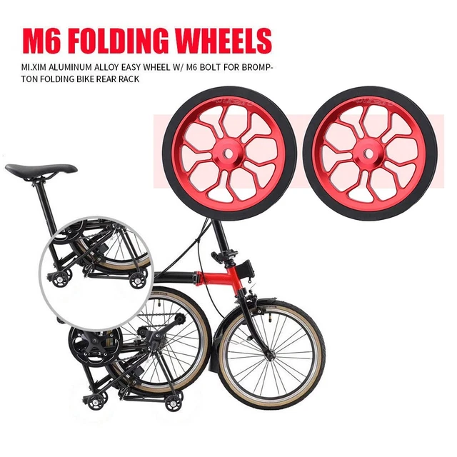 Easy Wheels In Alluminio 60 Mm Per Brompton - Paio Di Ruote Portapacchi Con Bulloni M6 - Leggere E Resistenti (Nero)