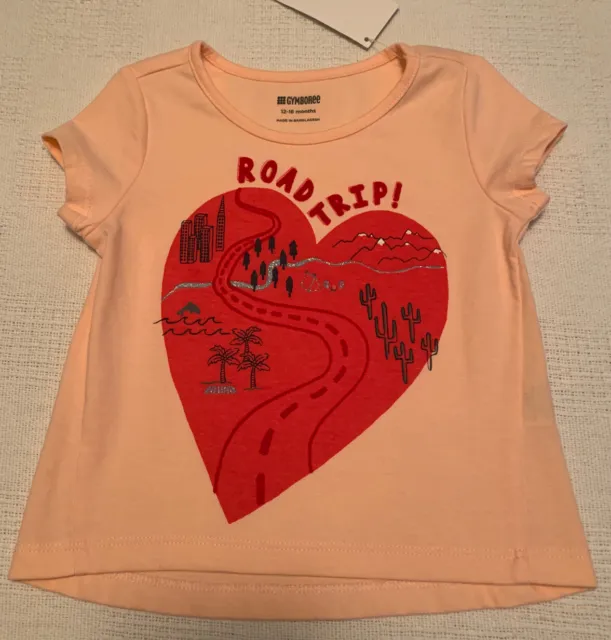 Neuf avec étiquettes Gymboree 12-18 mois T-shirt à manches courtes rose pêche bébé fille