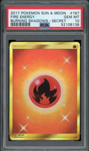 Pokemon - Fire Energy - 167/147 - SM Burning Shadows - Secret Rare PSA 10