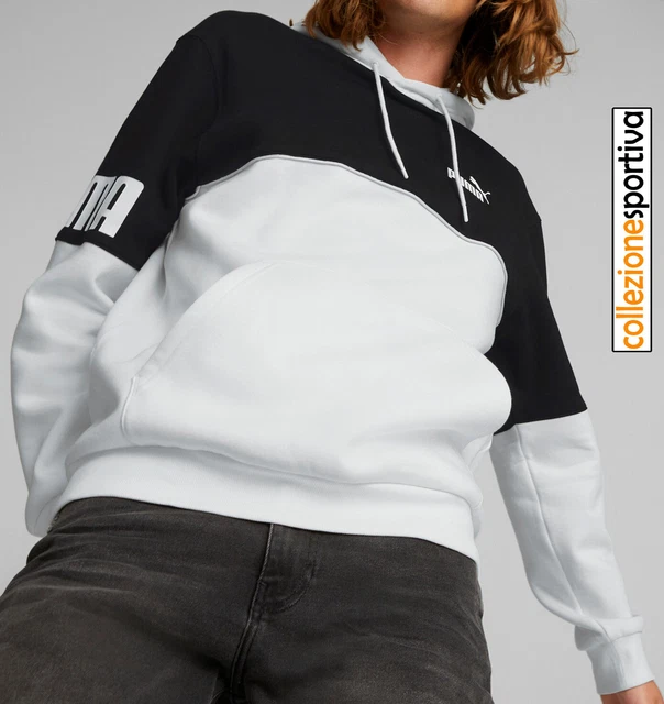FELPA UOMO/DONNA PUMA POWER COLORBLOCK HOODIE 849807-02 col. bianco/nero