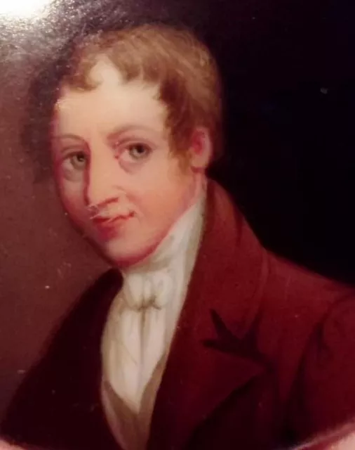 ANTIQUE 19th CENTURY PORCELAIN PORTRAIT OF YOUNG MAN NUMBERED MINIATURE