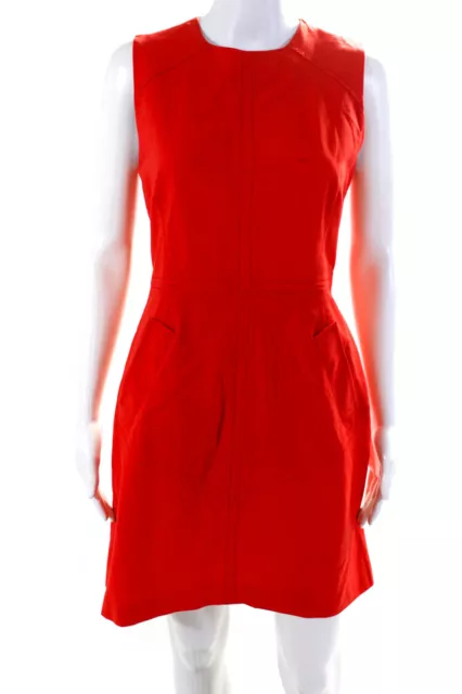 10 Crosby Derek Lam Womens Cotton Round Neck Sleeveless Zip Up Dress Red Size 6