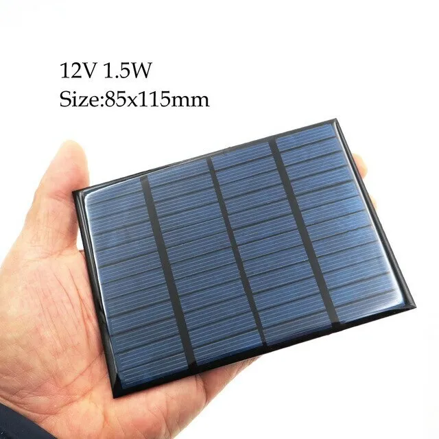 Mini pannello solare cella fotovoltaico 12v da 0 a 125mah 1,5w watt 115x85x2.5mm