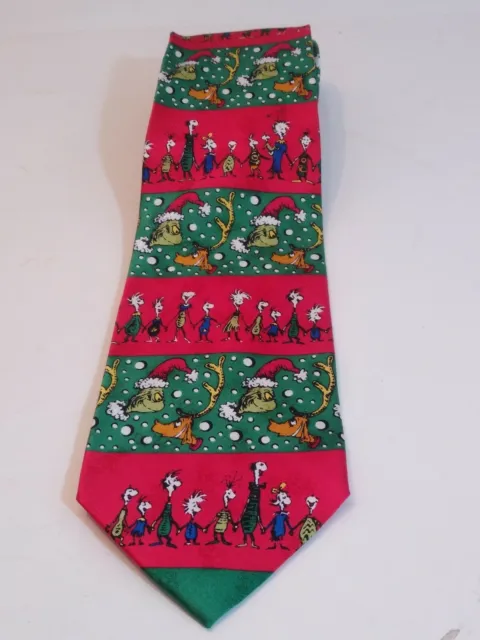 Vintage 1994 Dr. Seuss The Grinch Christmas Silk Tie Necktie Holiday