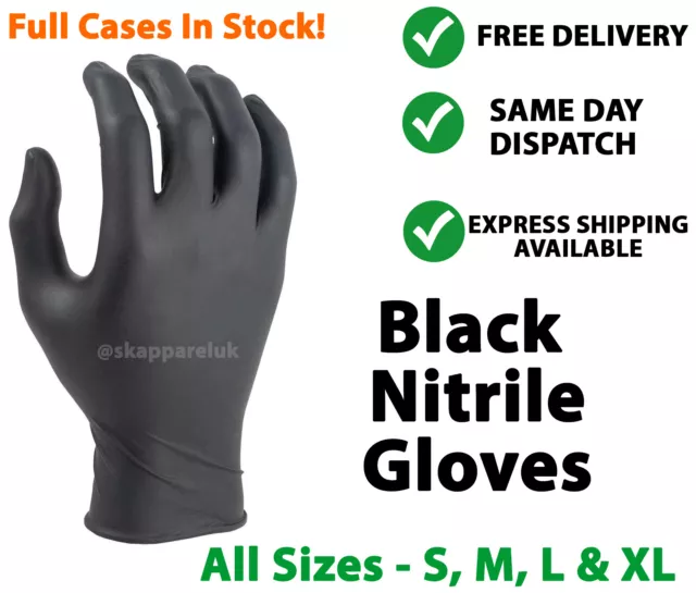 Black Nitrile Disposable Gloves Powder Free Latex Free Tattoo Mechanic Valeting