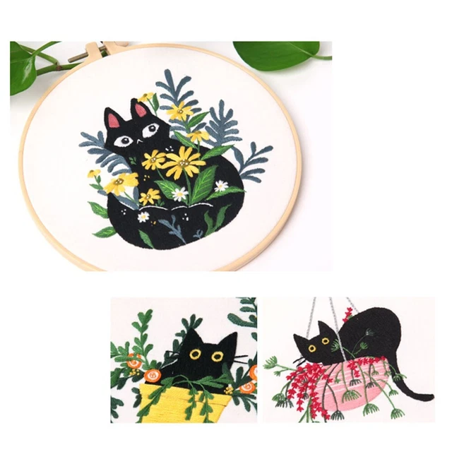 Kit Broderie Point De Croix – Motif Cactus En Bouteille – Pour Débutants, 43x45 Cm, Tout Inclus