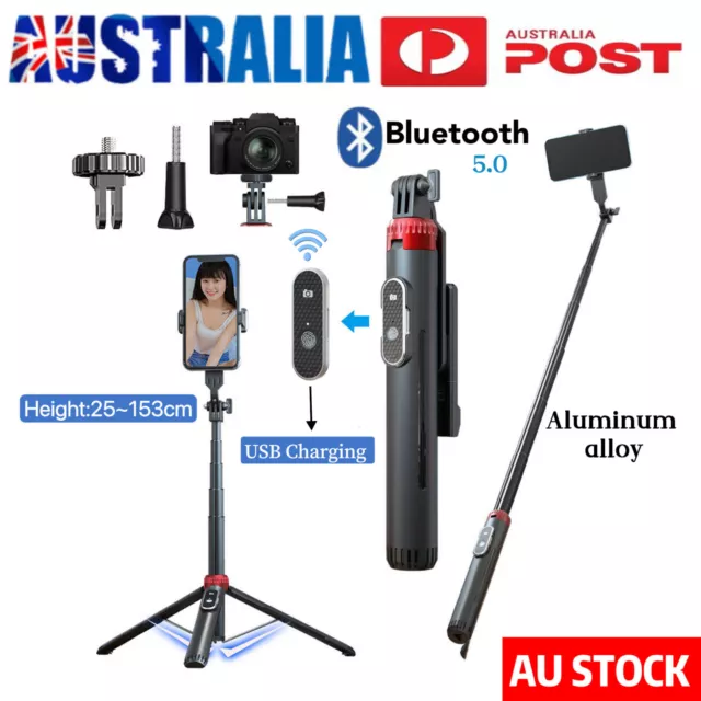 Selfie Stick Tripod Extendable Selfie Stick With Bluetooth Rechargable Remote