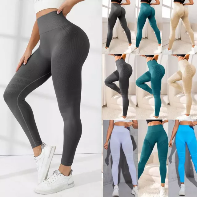 WOMENS YOGA LEGGINGS Gym V Back Scrunch Butt Lifting Yoga Pants Ruched  Trousers £10.95 - PicClick UK