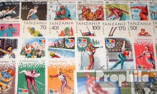 Briefmarken Motive  50 verschiedene Winterolympiade Marken